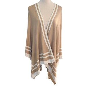 Ralph Lauren Two-Tone Reversible Knit Ruana Wrap Jet Setter Camel/Cream Kimono